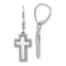 Rhodium Over 14k White Gold Diamond Fancy Cross Dangle Earrings