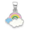 Rhodium Over Sterling Silver Multi-color Enamel Rainbow Children's Pendant