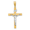 14k Two-tone Gold  Polished and Diamond-Cut Crucifix Pendant