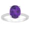10x8mm Oval Amethyst and 1/10 ctw Diamond Rhodium Over Sterling Silver Ring