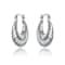 Seashell Saddleback Hoop Earrings In Rhodium Over Brass