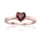 Heart Shape Garnet 14K Rose Gold Over Sterling Silver Solitaire Ring, 1.00ct