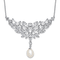 Rhodium Over Sterling Silver Fancy Freshwater Cultured Pearl and Cubic
Zirconia Necklace