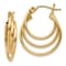 14K Yellow Gold 11/16" Triple Hoop Earrings