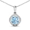 1.48ctw 14K White Gold Aquamarine and White Diamond Pendant with 18 inch
Cable Chain