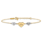 14k Two-tone Gold Puffed Mom Heart and Diamond-Cut Hearts Bracelet