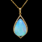 Ethiopian Opal Pear Shape Cabochon and Round Diamond 14K Yellow Gold
Pendant with Chain, 11.36ctw