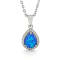 Teardrop Shape Lab Created Blue Opal with Cubic Zirconia Accents Necklace