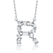 Initial R Mixed Cut CZ Pendant Necklace In Sterling Silver 18 Inch