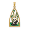 14k Yellow Gold Enamel Panda Bear and Bamboo Pendant