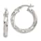 Rhodium Over Sterling Silver Patterned Twisted 4x25mm Hoop Earrings