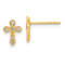 14K Yellow Gold Polished Cross Stud Earrings with Cubic Zirconia