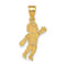 14k Yellow Gold Textured Waving Boy with Heart on Pocket Pendant
