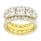 CZ Princess Cut and Eternity Band Ring Set in Gold Over Sterling Silver