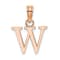 14k Rose Gold Polished Block Letter W Initial Pendant