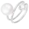 White Cultured Freshwater Pearl Rhodium Over Silver Ring
