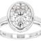 Bezel Set Oval Moissanite Solitaire Ring In Platinum-Enhanced Sterling Silver