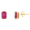 6x4mm Emerald Cut Ruby 14k Yellow Gold Stud Earrings