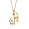 Initial W Pear Shape CZ And Pearl Pendant Necklace In 14K Gold Over Brass