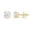 White Cubic Zirconia 14k Yellow Gold Studs With Velvet Gift Box 1.50ctw