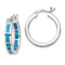Rhodium Over Sterling Silver Blue Lab Created Opal In/Out Round Hoop Earrings