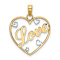 14K Two-tone Gold  Love with Hearts Pendant