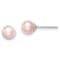 Rhodium Over Sterling Silver 5-6mm Pink Round FWC Pearl Stud Earrings