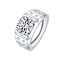 CZ Halo Adjustable Band Ring In White Rhodium Over Brass