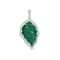 46.63 Ctw Carved Emerald 1.21 Ctw White Diamond Pendant in 18K WG