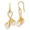 14K Yellow Gold Freshwater Cultured Pearl with Ribbon Shape Dangle Earrings