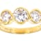 Moissanite Three-Stone Ring In 14K Gold Over Sterling Silver