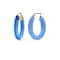14K Yellow Gold Over Sterling Silver Flat Oval Acrylic Hoops in Blue