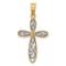 14k Yellow Gold and Rhodium Over 14k Yellow Gold Textured Filigree and
Milgrain Cross Pendant
