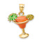 14k Yellow Gold Multi-Color Enameled Margarita Drink with Umbrella and
Lime Charm