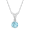 5mm Round Aquamarine with Diamond Accent 14k White Gold Pendant With Chain