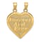 14k Yellow Gold Brushed Reversible Forever and Ever Break-Apart Heart Pendant
