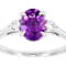 Amethyst And Lab-Grown Diamond Three-Stone Ring In Sterling Silver