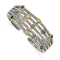 Sterling Silver with 14K Yellow Gold Sky Blue, Swiss Blue, and London
Blue Topaz Cuff Bracelet