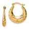 14k Yellow Gold Textured 5/8" Stamped Hoop Earrings