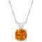 8mm Cushion Citrine Rhodium Over Sterling Silver Pendant With Chain