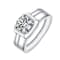 Square CZ Grooved Band Ring In White Rhodium Over Brass 1.0ctw