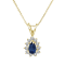 0.35ctw Pear Shape Blue Sapphire and Round White Diamond Pendant 14k
Yellow Gold
