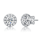 CZ Halo Stud Earrings In White Rhodium Over Brass