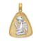 14k Two-tone Gold Angel Praying with Halo On Triangle Disc Pendant