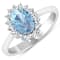 1.5ctw Blue Aquamarine and Diamond 14K White Gold Halo Ring
