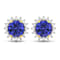 1.44ctw 14K Yellow Gold Tanzanite and White Diamond Halo Earrings