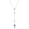 Symbols Of Faith Silver Tone Base Metal Simulated Pearl Blue Crystal and
Blue Enamel Rosary