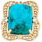 Turquoise And White Zircon Cocktail Ring In 18K Gold Over Sterling
Silver 0.55ctw