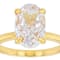 Oval CZ Solitaire Statement Ring In 18K Gold Over Sterling Silver