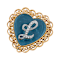 Gold Tone Filigree Heart Blue Enamel Initial Pin